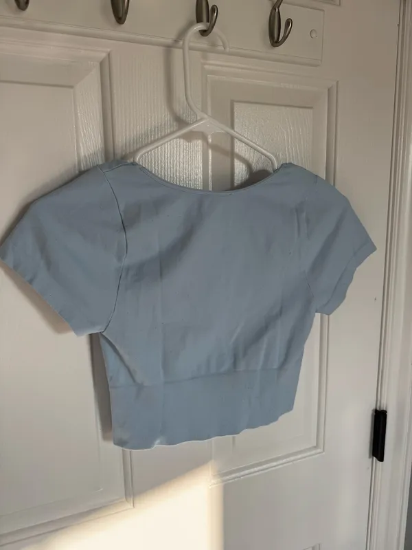 NIKIBIKI Light Blue Crop Seamless Square Neck Top - Image 4
