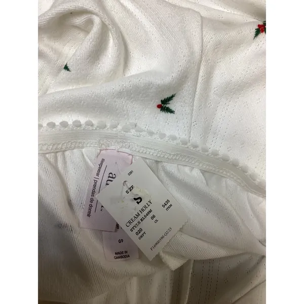 Auden cream Holly Pajama Pants Wide Leg Pointelle Knit Christmas Small see pic - Image 5