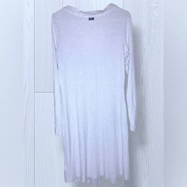 ROXY City at Night Coastal Grey Ribbed Longline Cardigan Button Front Layer - Image 5