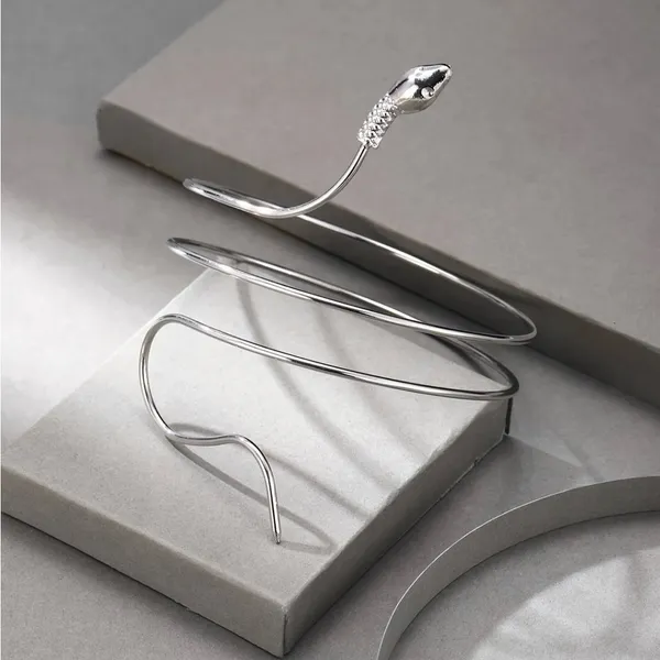 Chic Vintage Inspired Simple Snake-Shaped Silver‎ Plated Zinc Alloy Armband - Image 4