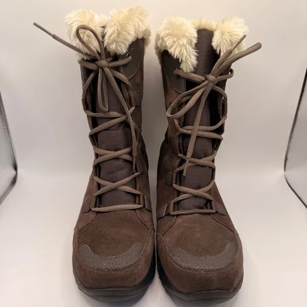 Columbia Omni-Heat 200g Brown Suede Faux Fur Winter Snow Boots Womens Size 9 - Image 4
