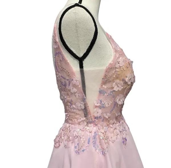 PromGirl Sheer-Bodice Floral Sequin Dress Size 4 - Image 5