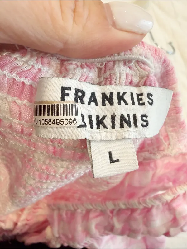 FRANKIE’S BIKINIS‎ Cristabelle Linen Maxi Dress Pink White Gingham Cottagecore - Image 6