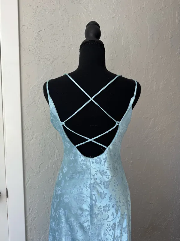 Steppin Out 1990s Vintage Blue Slip Dress - Image 4