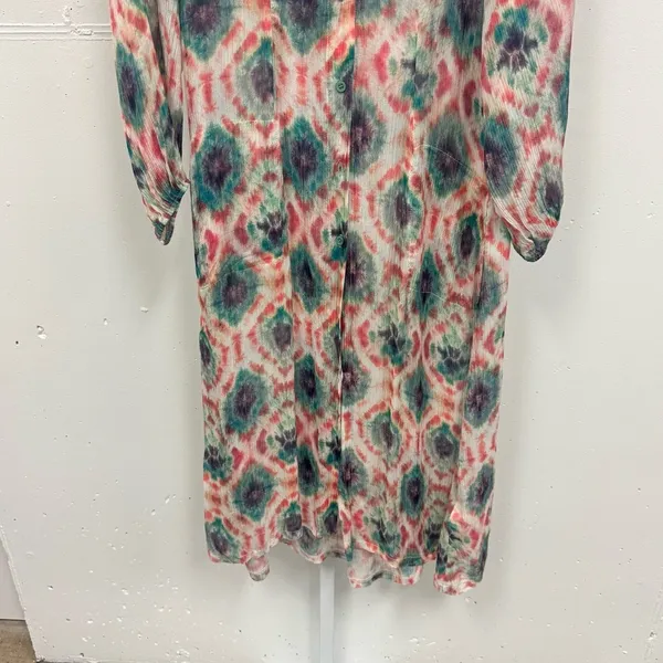 NWT Aldo Martins Capjuluca Greta Ikat Midi Dress Multi Color Button Front Size L - Image 4