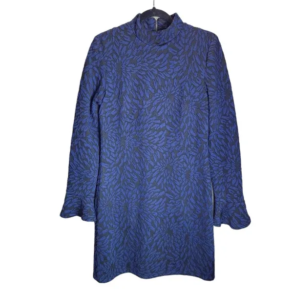 Anthropologie Hutch Michaela dress‎ long sleeve mock neck black navy blue M - Image 3