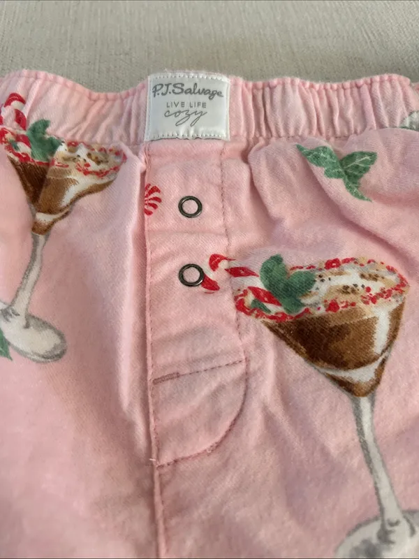 PJ SALVAGE HOLIDAY SHORY FLANNEL, Pink, MEDIUM, new with package - Image 6