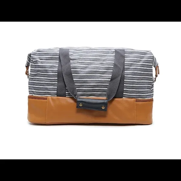 Blue and white Stripe weekender bag by DSW - Image 3