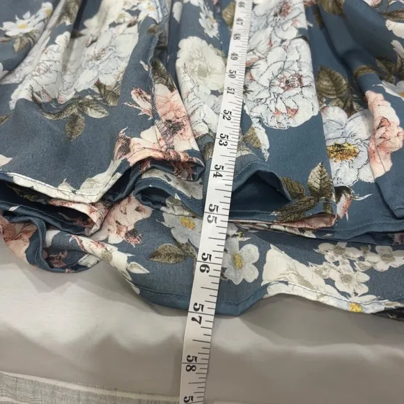 Baltic Born Dusty Blue Floral Maxi Dress V-Neck Flutter Sleeve Wedding Guest M - Image 12