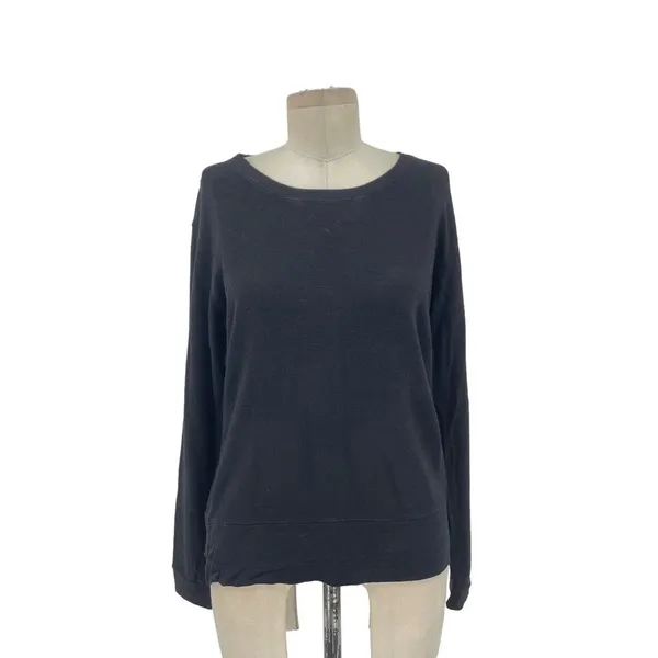 Monrow Classic Black‎ Crewneck Pullover Sweatshirt Size Medium Black - Image 3