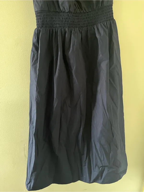 Banana Republic Navy Blue One Shoulder 100% Cotton Poplin Midi Dress Small Beach - Image 4
