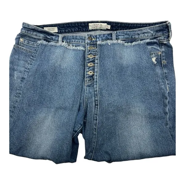 Torrid 22S distressed high rise straight ankle button fly jeans - Image 2