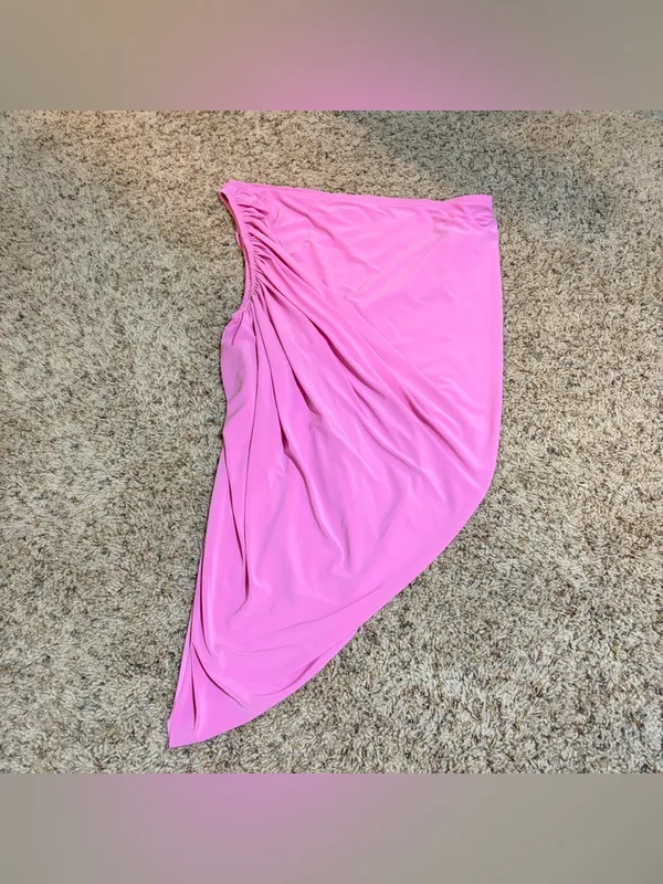 Norma Kamali Diana One Shoulder Draped Ruched Tank Crop Top Pink Size Large - Image 8