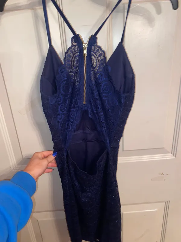 Navy Blue Lace Dress - Image 3
