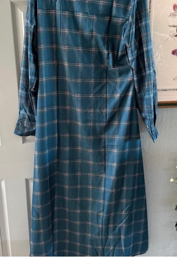 Chic Plaid Maxi Dress in Green Size L - Image 6