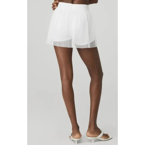 Alo Mesh Flirty Tennis Skirt White Sheer Transparent See-Through Pleated Skort - Image 3