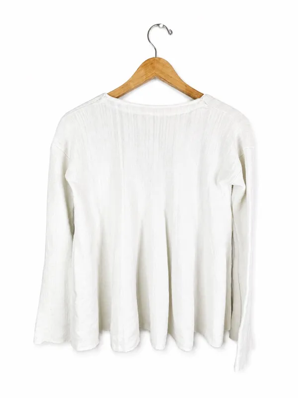 Free People White Linen Blend Bell Sleeve Swing Top S Boho - Image 3