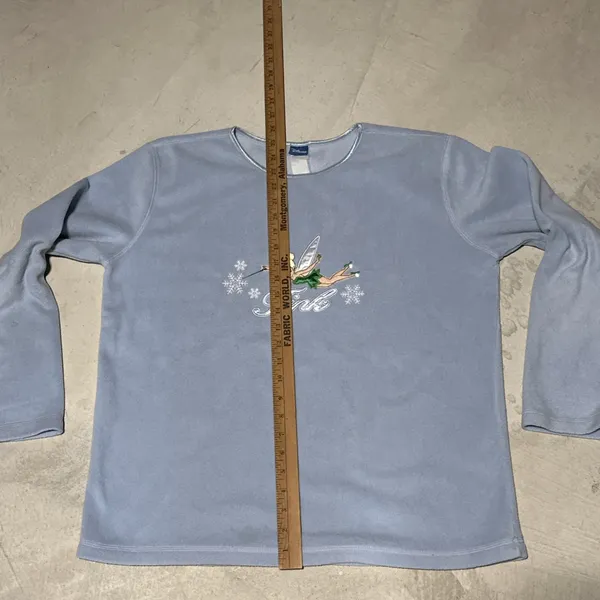 Vintage Disney "Tink" Tinkerbell Blue Sweatshirt Women's SZ XL Embroidered - Image 6