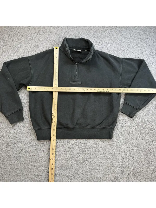 Fear Of God Essentials Quarter Zip Sweatshirt Faded Black Women Cropped Boxy Fit - Image 3