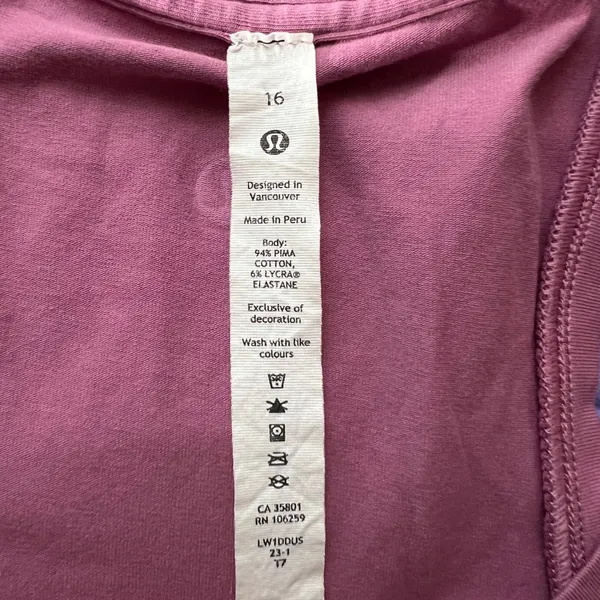 954 | Lululemon Love Tank Pima Cotton Racerback‎ Pink Womens 16 - Image 3