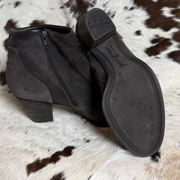 Paul Green Grey Suede Booties‎ Size 5.5 B15 - Image 8