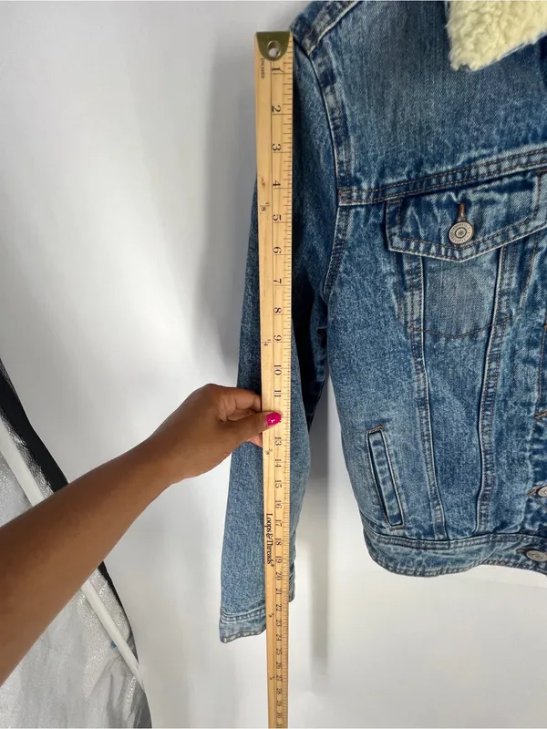 Aeropostale Sherpa Lined Denim Jacket XS NWT Medium Wash Jean Trucker - Image 15