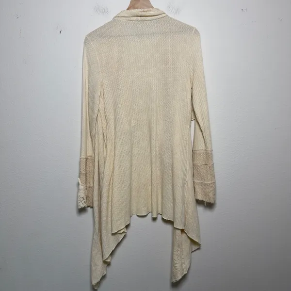 Aratta Silent Journey Women Cardigan Small Cream Lace Waffle Waterfall Boho - Image 7