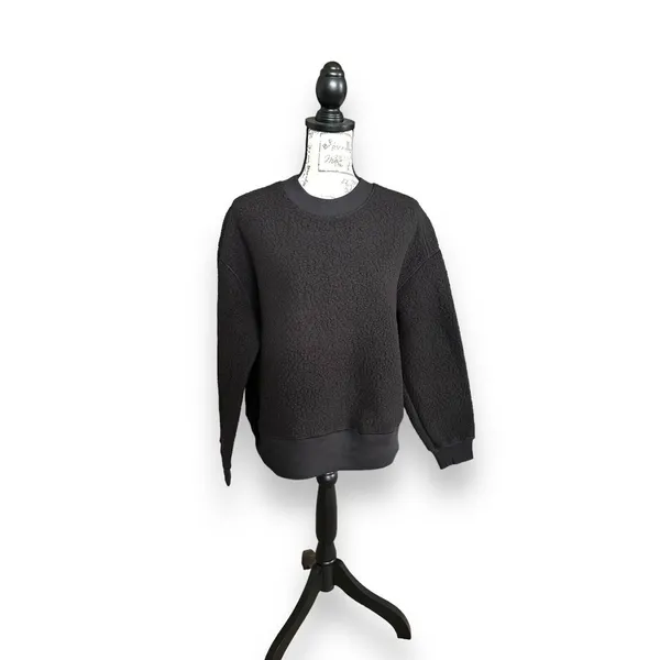 New Everlane Black Fleece Oversized Teddy Crewneck Sweater Small - Image 3
