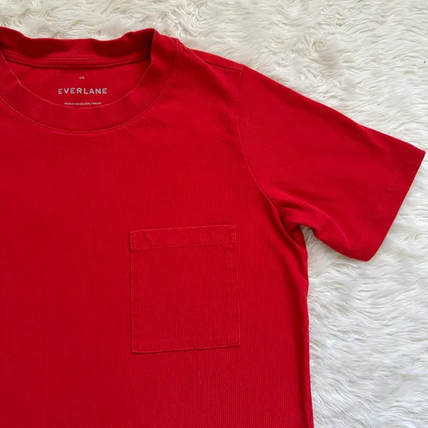 Everlane Dress The Weekend Tee Pocket Crewneck Short Sleeve Red XXS - Image 7