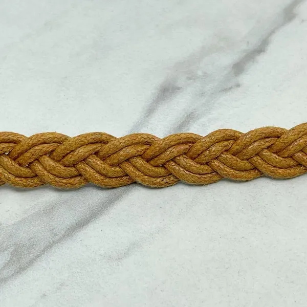 Brown Rope Braided Woven Faux Leather Trim Belt Size XS Womens - Image 3
