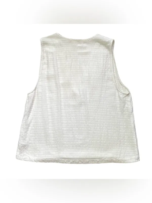 Marine Layer White Textured V-Neck Sleeveless Blouse - Image 5