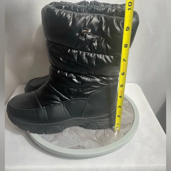 Women’s Black Fur-Lined Winter Snow Boots Size 8 EU39 PVC Sole Cozy Warm - Image 7