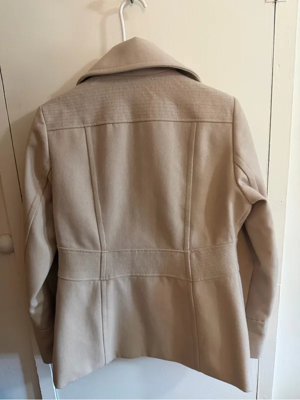 Kenneth Cole Cream Double-Breasted Wool Peacoat - Image 4