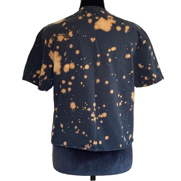 Betty Boop Biker Graphic‎ Crop Top Bleach Splatter Black Medium Grunge Pin-up - Image 3