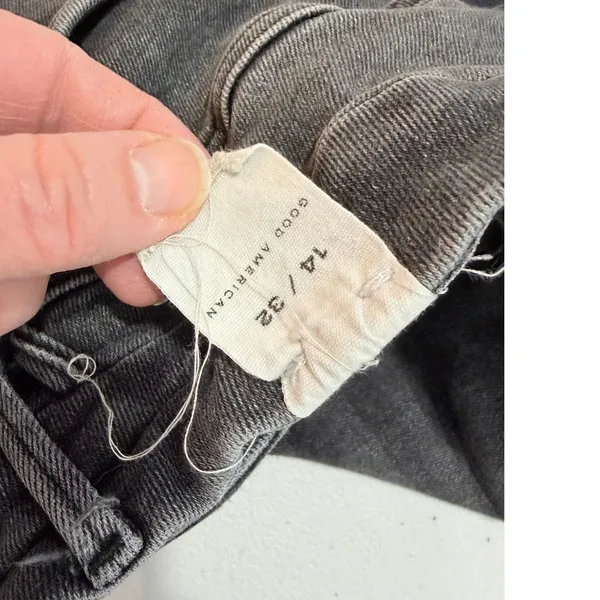 Good American Gray Straight Leg‎ Jeans Washed Black Denim Size 14/32 - Image 4