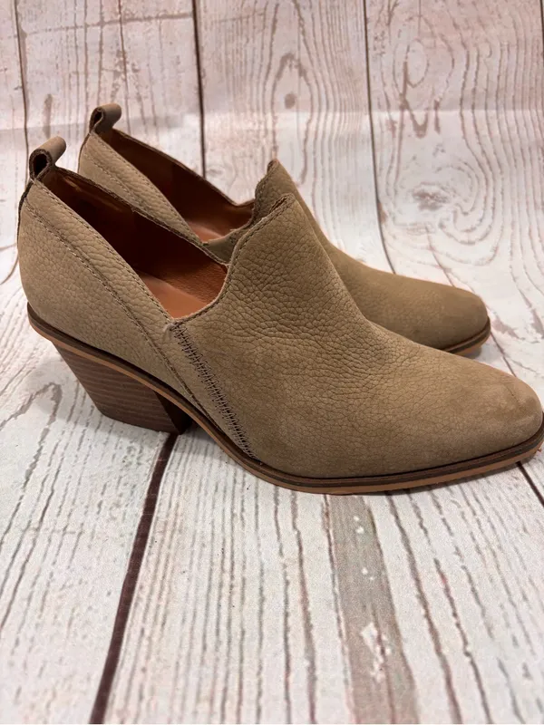 Lucky Brand Vennia Ankle Booties Taupe Leather Chunky Block Heel Sz 7.5 - Image 11