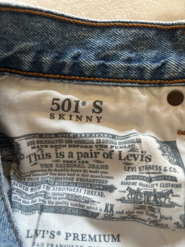 Levis 501s Womens Blue Distressed Skinny Jeans - Image 9