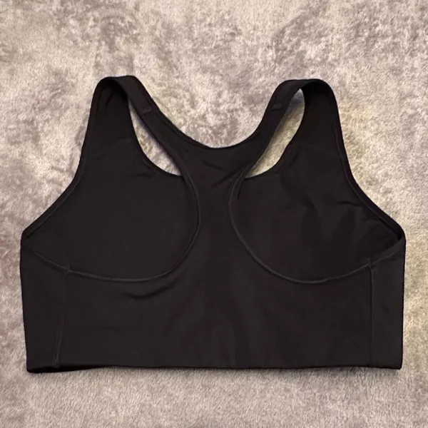 Nike Women's Black Sports Bra with White Logo - Image 2