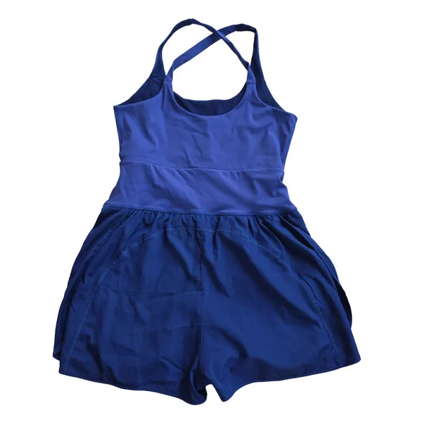 Womens Royal Blue Activewear Romper Runsie Cutout Crisscross Back Medium - Image 7