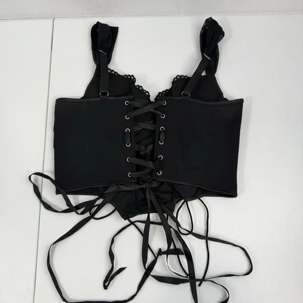 Sexy M Bustier Corset Bra Whimsigoth‎ Jezebel Lingerie Lace Underwire Long Line - Image 5
