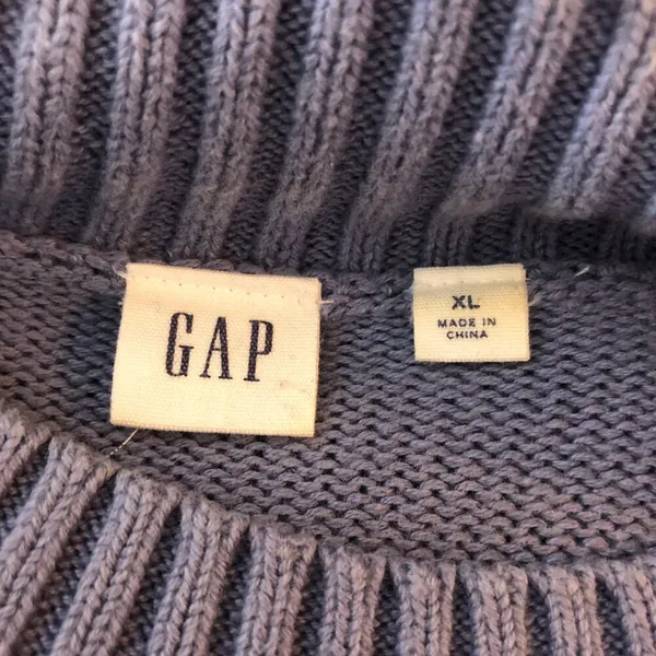 GAP Womens Sweater Tunic Mock Neck Striped Blue White XL - Image 3