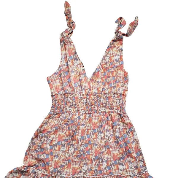 Gypsies & Moondust Mini Sun Dress Small Geometric Tie Shoulder Boho - Image 9