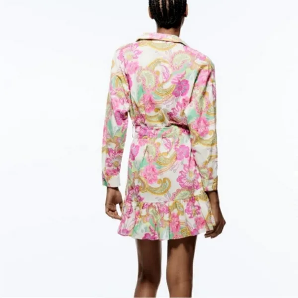 Zara Multicolor Paisley Long Sleeve Dress - Image 4