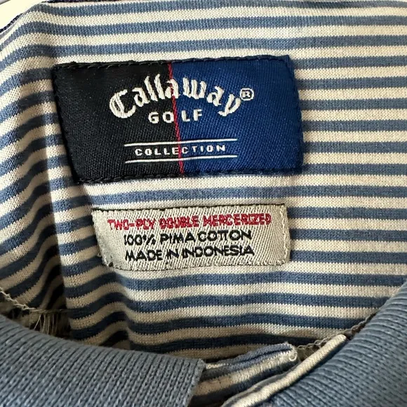 Callaway Pebble Beach men’s size XL striped golf shirt, muted green/blue, good condition - Image 3