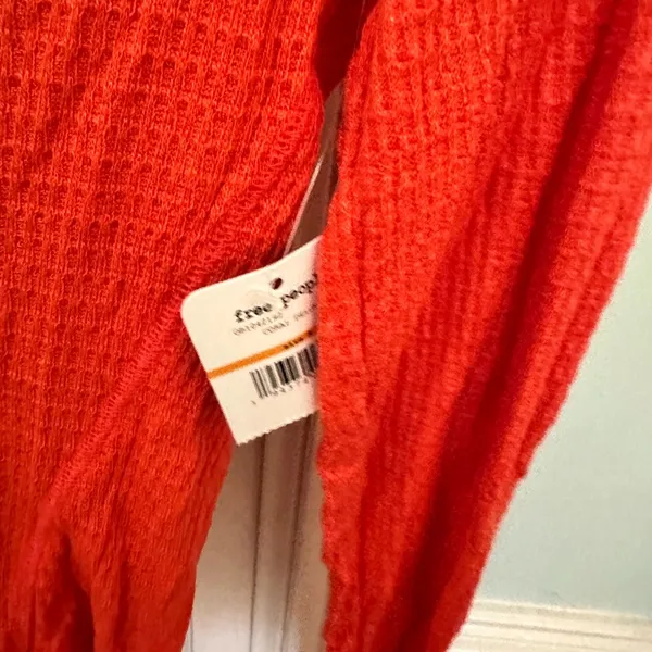Free People Long Sleeve Orange Top Size Small - Image 3