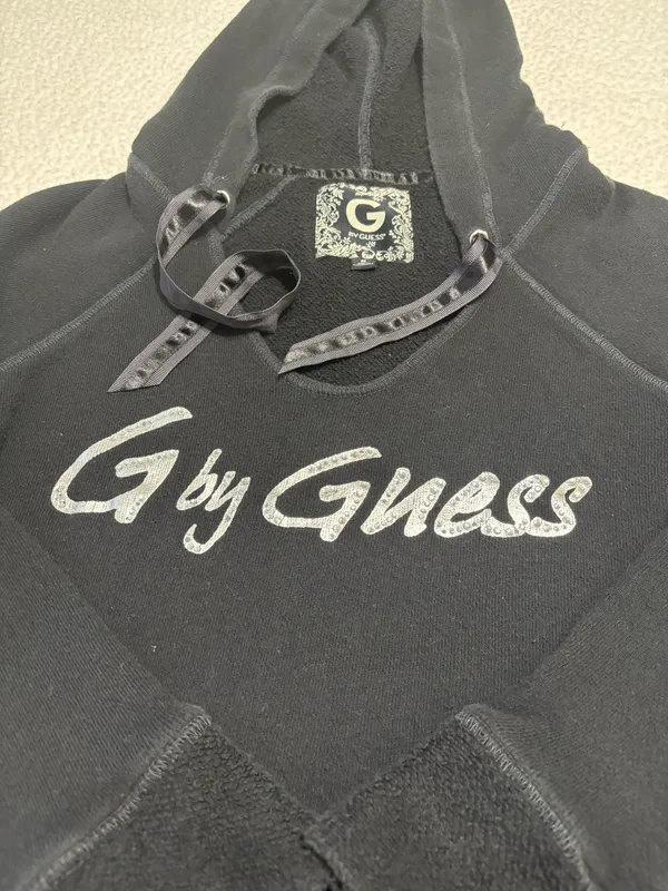 G by Guess Black Pullover Graphic Hoodie Sweatshirt Women's Size XL streetwear - Image 4