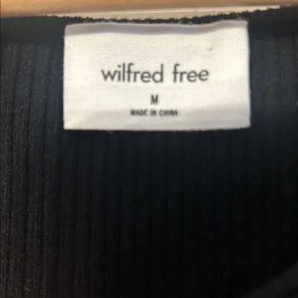 Wilfred Free Aritzia Black Ribbed Cutout Bodycon Dress Size M NWT - Image 2
