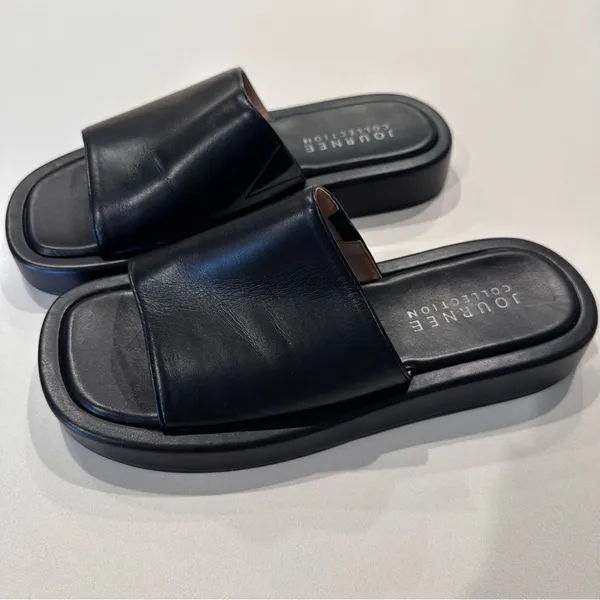 Journee Collection Denrie Platform Chunky Black‎ Sandal Size 9 - Image 3