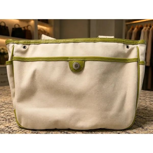 Coach 6734 Rare Vintage Hampton Garden Tote Ivory Green Canvas Leather Y2K Bag - Image 2