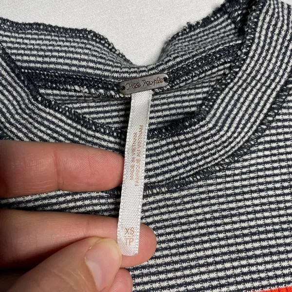 Free People Striped Thermal Top Size XS Navy Combo OB466000 Blue Red - Image 4